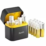 Zepath Wiederaufladbare Lithium Akkus AA 16-Pack mit Ladegerät, 3600mWh Hohe Kapazität 1.5V AA Batterien, Lang anhaltende wiederaufladbare AA Li-ion Batterie mit Integrierter Charing Aufbewahrungsbox