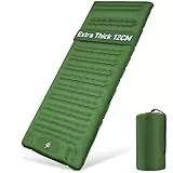 Isomatte Selbstaufblasend Camping, 12CM Verdicktes Luftmatratze Selbstaufblasend mit Fußpresse Pumpe,Luftverlust verhindern Aufblasbare Matratze Ultraleicht Wasserdicht Outdoor (Tannengrün)