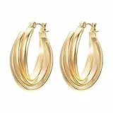 JOLCHIF Goldene Ohrringe Damen Verdrehte Creolen Ohrringe Gold 14K Vergoldet Hängend Modeschmuck