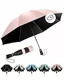 Chakipee Kompakter Reise Regenschirm Groß Sturmfest – Automatik Taschenschirm Tragbarer UV-Schirm für Damen und Herren, 210T Beschichtung 97 cm Spannweite 8 Rippen Taschenschirme Rosa