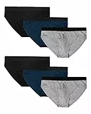 Snocks Unterwäsche Slip für Herren 6er Pack - Atmungsaktiver Bio-Baumwolle für Sport und Alltag - Unterhosen mit weichem und strapazierfähigem Bund - Gr.XL, Farbe Blau,Grau,Schwarz