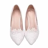 Holibanna Spitze Hochhackige Brautschuhe Mit Blumenmuster Elegante Weiße High Heels Für Hochzeit Und Party Komfortable Damen Pumps Mit 3.78 Zoll Absatz