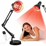VOVIPO 150W Infrarot Hitze Lampe,Infrarot Hitze Lampe für Zuhause mit Timer,Verstellbarer Support Light Arm und Temperaturregelung,Schwarz