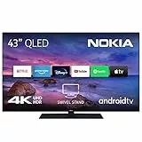 Nokia 43 Zoll (126cm) QLED 4K UHD Fernseher Smart Android TV (WLAN, HDR, Triple Tuner DVB-C/S2/T2, Netflix, YouTube, Prime Video, Disney+) - QN43GV315I - 2023