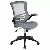 Flash Furniture Bürostuhl, ergonomisch, mit Mesh-Rückenunterstützung, geformtem und höhenverstellbarem Sitz und feststellbarem Kipphebel, Grau, 65 x 63 x 105 cm