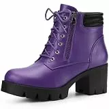 Perphy Schnür-Kampfstiefel mit dicker Ferse und Plattform für Damen Lila 36