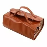 Cabilock Große Braune Kosmetiktasche für Damen mit 4 in 1 Abnehmbaren Fächern aus Pu und Kunststoff Tragbar für Reisen und Täglichen Gebrauch