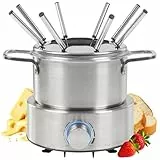 ProfiCook® Fondue elektrisch | für Öl-Fondue, Schokofondue und Käsefondue | inkl. 8 Fonduegabeln | 1,2 Liter | für bis zu 8 Personen | Fondueset Edelstahl | 800W | PC FD 1288