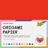 folia 9110 - Origami Papier DUO UNI BASIC, 10 x 10 cm, 80 g/m², 96 Blatt sortiert in 12 Farben, DIY Faltblätter zum Papierfalten und für andere kreative Bastelarbeiten