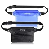 ECHTPower wasserdichte Tasche Beutel Bauchtasche Handyhülle Schutzhülle für Wassersport, Strand, Schwimmen, Bootfahren, Schutzhülle Strand-Tasche, 2 Stück schwarz+blau