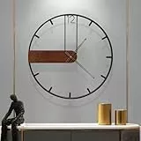 GANDDOBE Große Wanduhr für Wohnzimmer Dekoration, Moderne Walnuss Zifferblatt-Metallrahmen Wall Decor Silent Non Ticking Uhren für Schlafzimmer, Arbeitszimmer, Büro Dekorationen, Geschenkidee,50cm