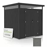 Juskys Gerätehaus Luzern Pro 5,3 m² - Metall Geräteschuppen mit Türen & Fenstern - wetterfest & abschließbar - Fahrradgarage, Gartenhaus - Anthrazit