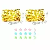 2 Stück LED Lichterkette, 50LED 5M / 16.4Ft USB lichterkette außen/innen Wasserdichte für Schlafzimmer, Hof, Hochzeit, Weihnachten, DIY etc (Warmes Gelb)