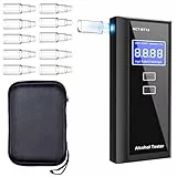 Swetfela Alkoholtester mit 10 Mundstücken Tragetasche - Präziser Tragbarer Alkotester Polizeigenau, Digitales LCD Alkoholmessgerät, 50 Speicherplätze für Auto & Privat
