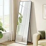 SONGMICS Ganzkörperspiegel, 160 x 50 cm, rechteckiger Standspiegel, Rahmen aus Aluminiumlegierung, Hartglas, für Schlafzimmer, Wohnzimmer, Garderobe, tintenschwarz LFM030B01