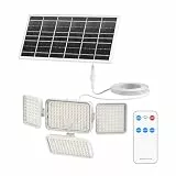 SANSI Solarlampe für Außen mit Bewegungsmelder, 12W 1500lm Superhelle Solarleuchte mit Fernbedienung, 3 Betriebsmodi, 6000mAh, IP65 Wasserdichte Solar Wandleuchte für Terrasse, Hof, Garage, Veranda
