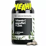 Vitamin C - 360 Kapseln - Hochdosiert mit 1000mg + 15mg Zink - Pflanzlich fermentiert & gepuffert (pH-neutral, säurefrei, magenschonend) - Laborgeprüft, vegan und in Deutschland produziert