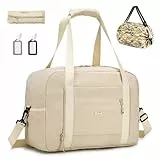 SPAHER Handgepäck Tasche 40x30x15 British Airways Air France Faltbare Reisetasche Sporttasche Groß Weekender Damen Herren Gym Bag Tasche wasserdichte Duffle Bag Carry On Fitness Bag Beige