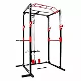 Ultrasport Unisex-Erwachsene Power Fitness Multifunktionales Rack für effektives Ganzkörpertraining, Massive Stahlkonstruktion, Schwarz/Rot, Extra breit