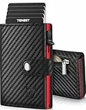 TENBST Geldbörse Herren, Slim Wallet Herren mit RFID & Münzfach, Hochwertige Geldbeutel, Kartenetui 8-Fach Portmonee, Wallets for Men - Rot-Schwarz