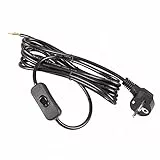 Mextronic Netzkabel 3 m Schuko Schutzkontaktstecker + Schalter 300SW schwarz offenes Ende