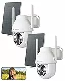 COCOCAM 2PCS 2K Überwachungskamera Aussen Akku WLAN, Solar Kamera Outdoor, Außenkamera kabellos mit AI-Mensch-Erkennung, Farbige Nachtsicht, Alexa-kompatibel, 2-Wege-Audio