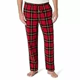 Amazon Essentials Herren Atmungsaktive Flanell-Pyjamahose (Erhältlich In Groß Und Schwer), Kirschrot Schwarz Karomuster, L