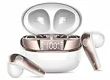 Bluetooth Kopfhörer, Kopfhörer Kabellos Bluetooth 5.3 In Ear Kopfhörer mit 4 Mic, Mini Kabellose Kopfhörer ENC Lärmreduzierung Earbuds, 40H Tiefer Bass,LED-Anzeige, IP7 Wasserdicht Ohrhörer, Weiß Gold