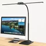 EppieBasic Schreibtischlampe LED Dimmbar: Doppelkopf LED Schreibtischlampe für Homeoffice - Augenschutz tageslichtlampe schreibtisch mit Metallbasis - büro tischlampe - schreibtischleuchte Schwarz