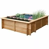 dobar® 29240FSCe Hochteich Maxime | Gartenteich 330 L aus robustem Massivholz | Miniteich für Garten/Terrasse/Balkon | Teich für den Garten inkl. Teichfolie | 150 x 120 x 40 cm | Braun