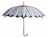 Esschert Design Regenschirm Blume Margerite Weiß Stockschirm Schirm Ø 100cm