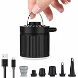 Elektrische Luftpumpe, 2 in 1 Inflate/Deflate 3500Pa Luftmatratze Pump, 1600mAh USB-C Mini Pumpe mit 3 Luftdüsen, für Aufblasbare Matratze und Spielzeug, Schwimmring, Vakuumbeutel - Schwarz