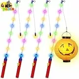 JSUEU Laternenstab Kinder,4er Laternenstab Elektrisch mit LED 50CM Kinderlampenstäbe Laternenstab Laternenlicht für Laterne Kinder St Martin Kinderpartys Kostümpartys Zauberstäbe Halloween Dekoration