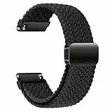 AidorMax Nylon Uhrenarmband 22mm mit Verstellbares Magnetischem Verschluss für Herren und Damen, Bequeme Passform Elastisches Ersatzarmband für Smartwatches und Uhren (Schwarz)