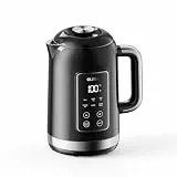 OLEGA Wasserkocher: 1800 W Wasserkocher mit Temperaturregelung, 1,5 l Fassungsvermögen, Edelstahl, Smart Kettle, ideal für Kaffee und Tee, Schwarz