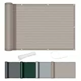 AXT SHADE Balkon Sichtschutz 80x400cm HDPE Balkonverkleidung Balkonabdeckung Balkonbespannung Blickdichte Windschutz und UV-Schutz mit Kabelbinder für Balkongeländer-Taupe