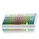 TECURS 75% Gaming Tastatur Kabellos, DREI-Modus 2.4GHz/BT5.0/Type-C RGB Rote Schalter Mechanische Tastatur, Hot Swap, Seitliche Gravur PBT-Tastenkappen mit Drehknopf, QWERTZ (Gradient Grau)