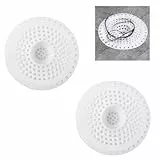 Teouuas 2 Stück Abflusssieb Silikon, Haarsieb Dusche, Abfluss Haarfänger, Universal Spülbecken Sieb, Abfluss Sieb Sink Strainer, Waschbecken Abflussabdeckung für Badezimmer Badewanne und Küche, Weiß