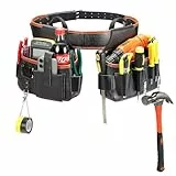 quipuda Werkzeuggürtel, Echtes Leder Werkzeug Gürteltasche, Werkzeugtasche mit Hammerhalter für Tischler, Gärtner, Rahmenbauer, Dachdecker, Handwerker, Elektriker