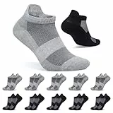 FALARY Sneaker Socken Herren Sportsocken Damen 43-46 Kurze Socken Schwarz Grau 10 Paar Baumwolle Atmungsaktive Laufsocken Unisex