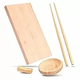REISHUNGER Sushi Servier Set, traditionelles Service aus Bambus, 4 teiliges Geschirrset für Sushi Fans
