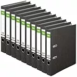 Original DINOR Ordner-Wolkenmarmor-Recycling - Made in Germany. DIN A4 schwarz Aktenordner Briefordner Büroordner Pappordner Schlitzordner Grüner Balken Blauer Engel (Schmal 10er Pack)