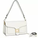 Travistar Umhängetasche Damen Kleine Handtasche Damen PU Leder Crossbody Bag Damen Schultertasche Abendtasche Kupplung mit 2 Abnehmbar Breiter Gurt Kreditkartenfächer Weiß