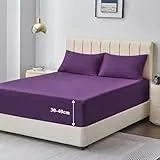 Aisbo Spannbettlaken 180x200cm Bettlaken Boxspringbett - Bett Laken Lila 180x200 aus Premium Mikrofaser, weiches Spannbetttuch 180 x 200 Steghöhe 40cm für Wasserbett Bed Fitted Sheet