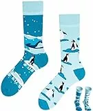 TODO Colours Lustige Socken mit Motiv - mehrfarbige, bunte, Verrückte für Herren und Damen (39-42, Penguin Socken)