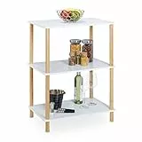 Relaxdays Standregal, 3 Ebenen, MDF & Bambus, HBT: 79 x 60 x 40 cm, Küchenregal stehend, Badezimmerregal, weiß/Natur