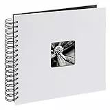 Hama Fotoalbum 28x24 cm (Spiral-Album mit 50 schwarzen Seiten, Fotobuch mit Pergamin-Trennblättern, Album zum Einkleben und Selbstgestalten) kreide