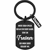Tecreo Danke Trainer Schlüsselanhänger mit Motivationsspruch, Schlüsselring Lehrer Coach Keychain Geschenk für Lehrertag, Schwarz, 5 cm x 3 cm, mit Geschenkbox