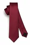 HISDERN Herren Krawatte Burgund Schmale Einfarbig Seide Krawatten für Herren Klassische Formelle Elegante Schlipse Hochzeit Party Business Krawatte 6cm