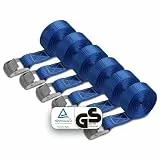 Spanngurte Zurrgurt | TÜV geprüft | Spanngurt Befestigungsgurt mit Klemmverschluss | Blau | Belastbar bis 250 kg | Diverse Längen Stückzahlen - 6er Pack 2.5 cm x 4 m